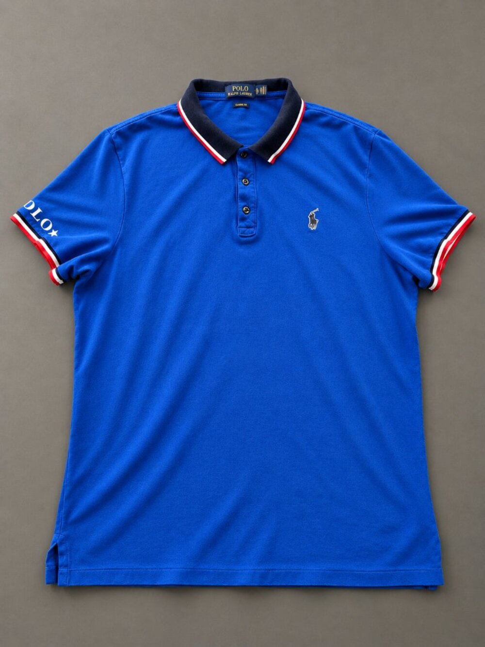 Polo Ralph Lauren Blue Polo Shirt XL Black Red Tipped Collar Pony Logo